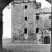 Corner of Linlithgow Palace, view through gateway