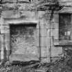 Detail of blocked up doorway in north side in angle of tower, Kilbirnie Castle.