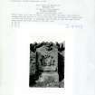 Photographs and research notes relating to graveyard monuments in Aberdalgie, Kirkton of Mailer, Perthshire.	