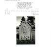 Photographs and research notes relating to graveyard monuments in Tullibardine Graveyard, Perthshire.		