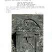 Photographs and research notes relating to graveyard monuments in Comrie Churchyard, Perthshire.			