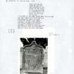 Photographs and research notes relating to graveyard monuments in Dron Churchyard, Perthshire.		
