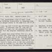 Unst, Harold's Grave, HP61SW 19, Ordnance Survey index card, page number 1, Recto