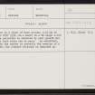 Merki Burn, HU25SE 25, Ordnance Survey index card, Recto