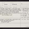 Trowie Knowe, Beorgs Of Housetter, HU38NE 1, Ordnance Survey index card, Recto