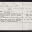 Fetlar, Knowe Of Heog, HU69SW 19, Ordnance Survey index card, Recto