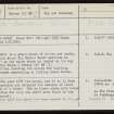 Hoy, Quoyness, Greenhill Broch, HY20SW 7, Ordnance Survey index card, page number 1, Recto