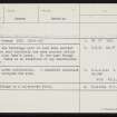 Howans, Hurkisgarth, HY21NE 44, Ordnance Survey index card, Recto