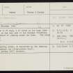 Wheebin, South Breckbie, HY22NE 3, Ordnance Survey index card, Recto