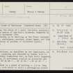 Kirbister, Knowe Of Nesthouse, HY22NE 6, Ordnance Survey index card, page number 1, Recto