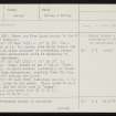 Point Of Buckquoy, HY22NW 13, Ordnance Survey index card, page number 1, Recto