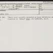Sandyhall, HY31NE 7, Ordnance Survey index card, Recto