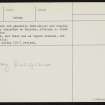 Reeky Knowes, HY32NE 18, Ordnance Survey index card, page number 2, Verso