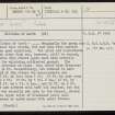 Hillocks Of Garth, HY40NE 5, Ordnance Survey index card, page number 1, Recto