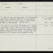 Westray, 'Old Kirkhouse', HY44NE 8, Ordnance Survey index card, Recto