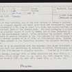 Westray, Tuquoy, Cross Kirk, HY44SE 1, Ordnance Survey index card, Recto