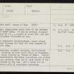 Westray, Knowe Of Skea, HY44SW 2, Ordnance Survey index card, Recto