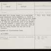 Westray, Fitty Hill, HY44SW 8, Ordnance Survey index card, Recto