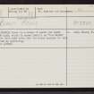 Stembister, HY50SW 11, Ordnance Survey index card, Recto