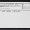 Sanday, Howar, HY63NW 22, Ordnance Survey index card, Recto