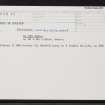North Ronaldsay, Hill Of Holland, HY75SE 27, Ordnance Survey index card, Recto