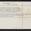 Lewis, Shulishader, Caisteal Mhic Creacail, NB53NW 1, Ordnance Survey index card, page number 2, Verso