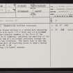 Mill Of Glenlirag, NC13SE 8, Ordnance Survey index card, page number 1, Recto