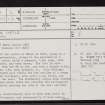 Borve Castle, NC76SW 2, Ordnance Survey index card, page number 1, Recto