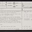 Achiegullan, NC96SE 19, Ordnance Survey index card, page number 1, Recto