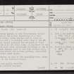 Brims Castle, ND07SW 3, Ordnance Survey index card, page number 1, Recto