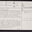 Stemster, Memorial, ND16SE 8, Ordnance Survey index card, page number 1, Recto