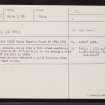 Burnside, Durran, ND16SE 15, Ordnance Survey index card, Recto