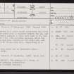 Tulloch Of Shalmstry, ND16SW 8, Ordnance Survey index card, page number 1, Recto
