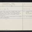 Port Dunbar, Wick, ND35SE 11, Ordnance Survey index card, Recto