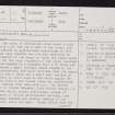 Kettleburn Broch, Gillock, ND35SW 11, Ordnance Survey index card, page number 1, Recto