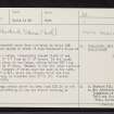 Nybster, A, ND36SE 9, Ordnance Survey index card, Recto