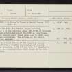 South Ronaldsay, Stews, St Ninian's Chapel, ND48NE 3, Ordnance Survey index card, Recto
