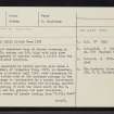 South Ronaldsay, Little Howe Of Hoxa, ND49SW 2, Ordnance Survey index card, page number 1, Recto