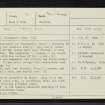 Diarmid's Grave, Loch Duich, NG92SW 2, Ordnance Survey index card, page number 1, Recto