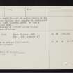 Castle Kitchie, NH52NW 5, Ordnance Survey index card, page number 2, Verso