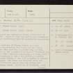 Brahan Castle, NH55SW 5, Ordnance Survey index card, page number 1, Recto