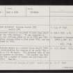 Tulloch Castle, NH56SW 8, Ordnance Survey index card, Recto