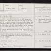 Wester Brae, NH66SE 6, Ordnance Survey index card, Recto