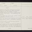 Proncy Castle, NH79SE 3, Ordnance Survey index card, page number 2, Verso