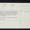 Harriet Plantation, NH79SE 12, Ordnance Survey index card, Recto