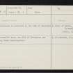 Nairn, Mill Of Invernairn, NH85NE 18, Ordnance Survey index card, Recto