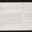 Nairn, King Steps Quarry, NH85NE 27, Ordnance Survey index card, Recto