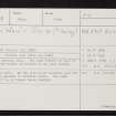 Nairn,"Tortola Well", NH85NE 28, Ordnance Survey index card, Recto