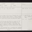 Delnies, Carnach House, NH85NE 29, Ordnance Survey index card, page number 1, Recto