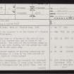 Lochside, 'Flemish Camp', NH85SW 6, Ordnance Survey index card, page number 1, Recto